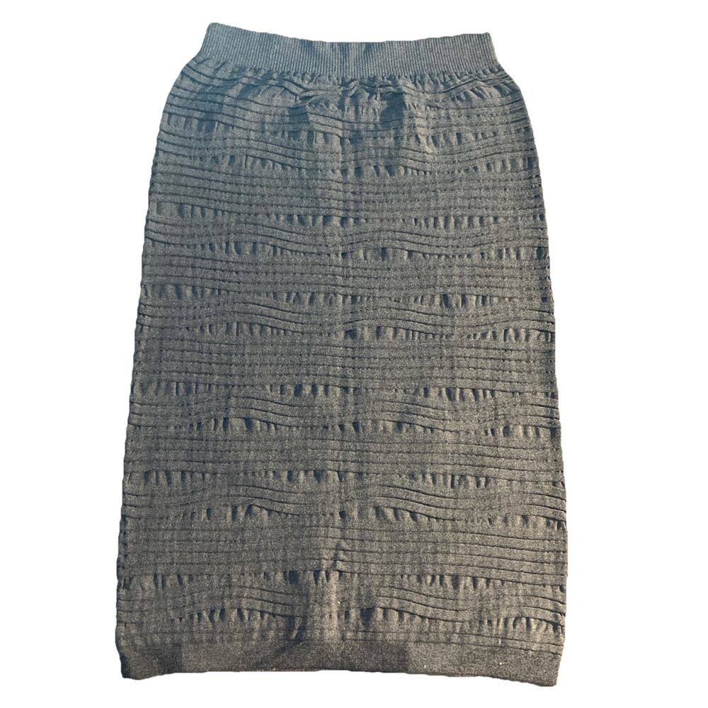 Prime Cut Women One Size Skirt Gray Layered Pencil Ribbed Elastic Waistline